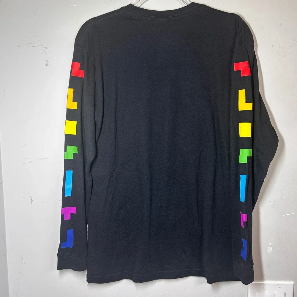 Tetris Long Sleeve Graphic Tee Retro Gaming‎ Black Size Large, Gaming